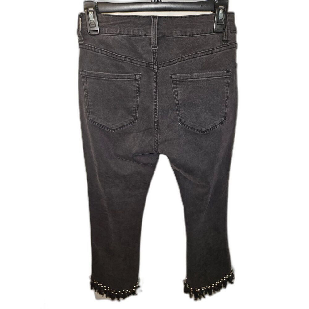 Forever 21 Women's Faded Black Jeans With Silver Beads At Frayed Bottom Sz 26 - Picture 2 of 4